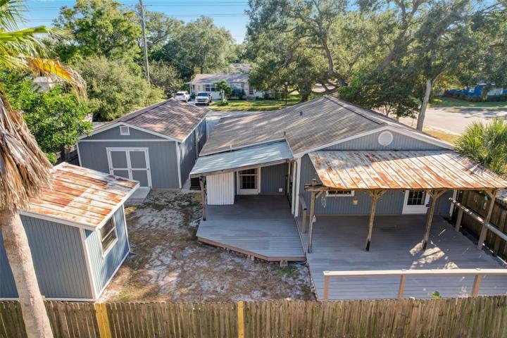 Aerial view of back of yard