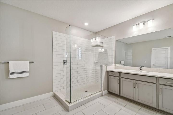 Walk in shower.