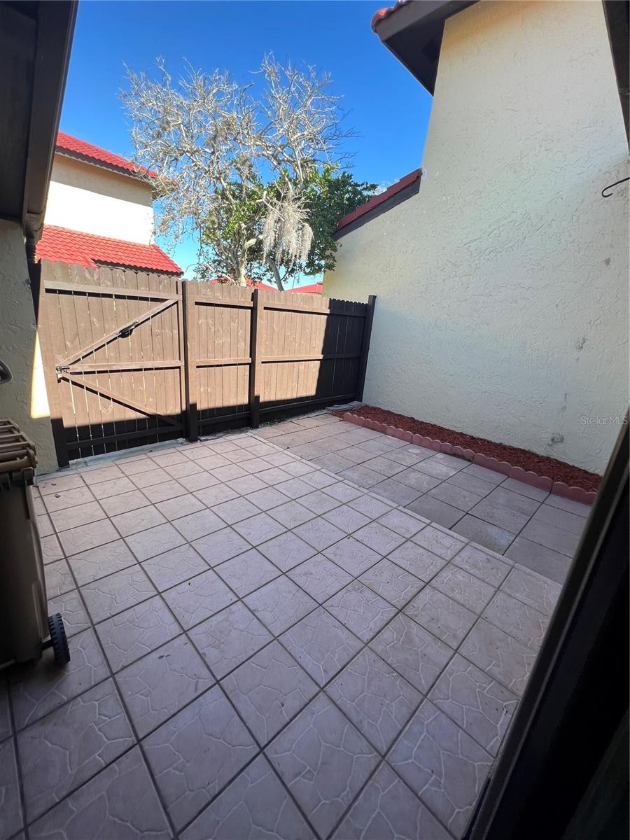Patio view from inside the townhome