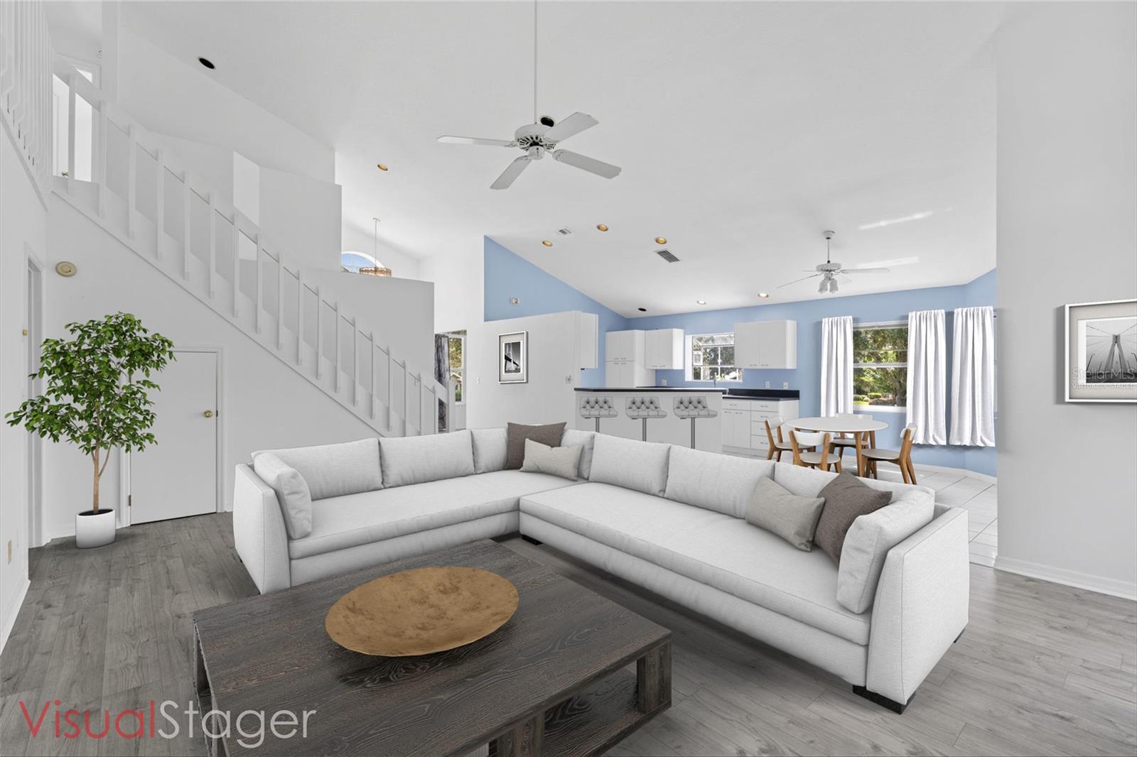 Virtually staged living area