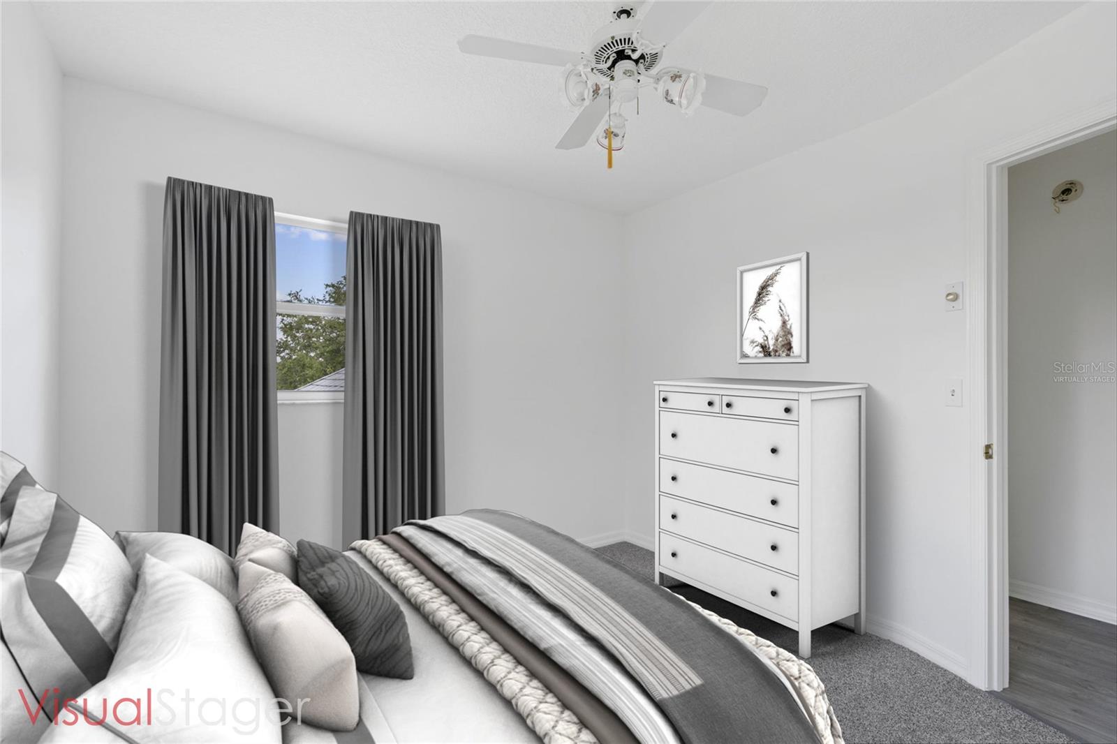 Virtually staged bedroom