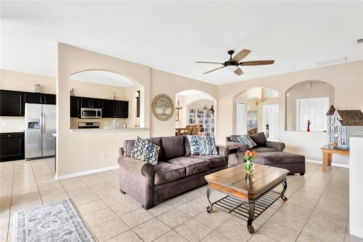 Open plan family room and kitchen