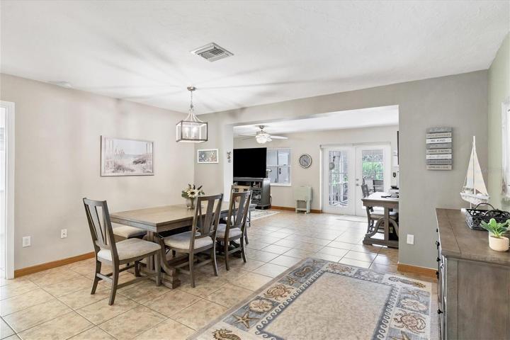 Dining looking towards living room French doors to lanai