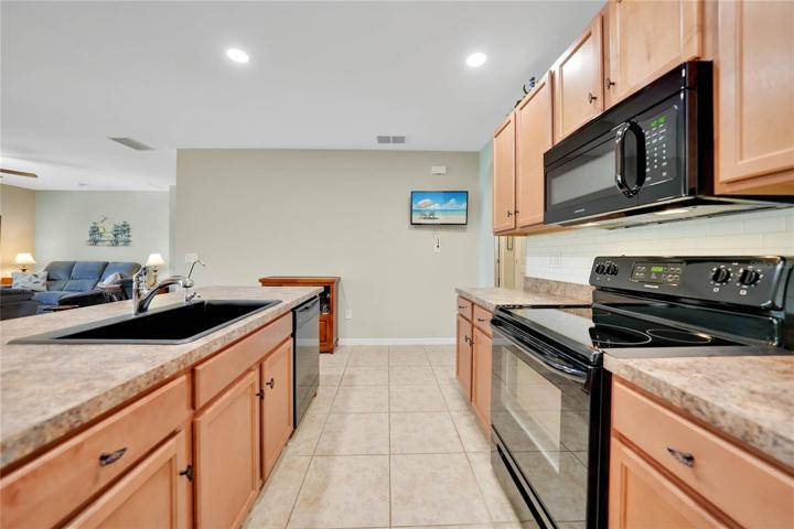 The kitchen is positioned so everyone can participate