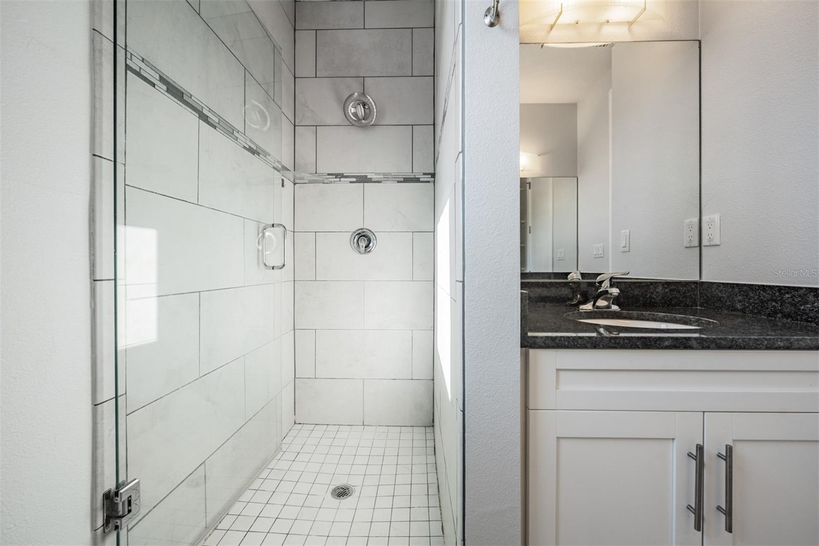 Third Floor Master Bath with double vanity and walk in shower