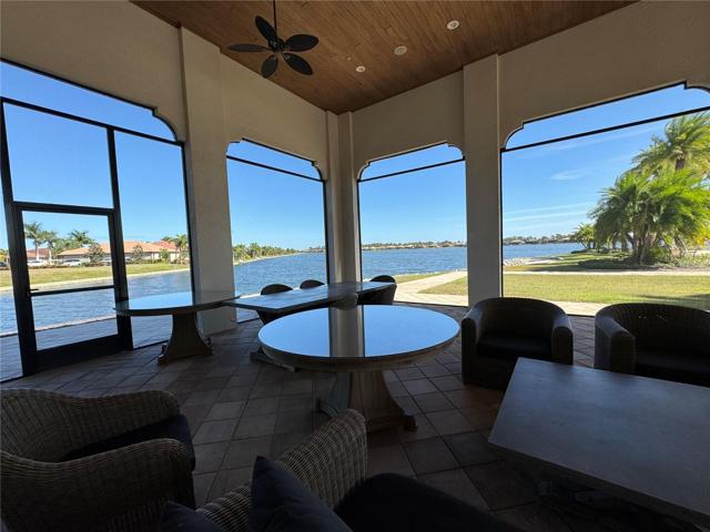 Outdoor screened in meeting area in Clubhouse