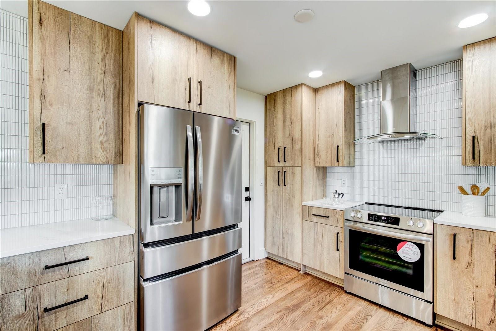New stainless steel appliances.  Refrigerator has flex drawer for additional freezer or refrigerator space.