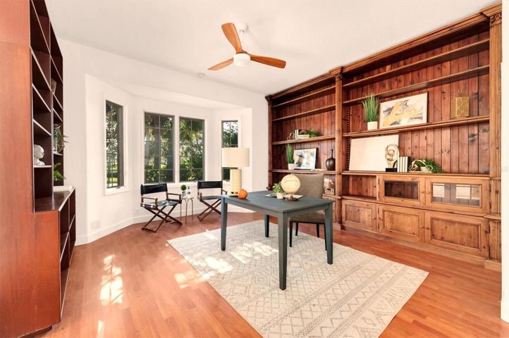 This makes a great office and has so much storage room to offer!