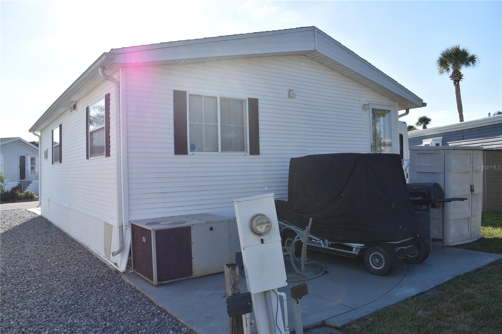 Rear patio adjoining common area