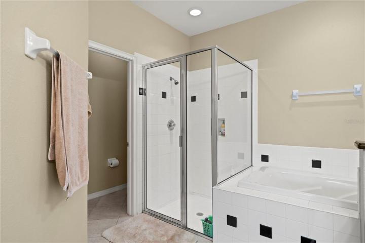Walk-in shower and toilet room with door