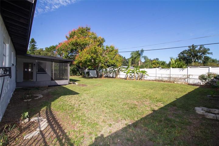 Large, fenced back yard