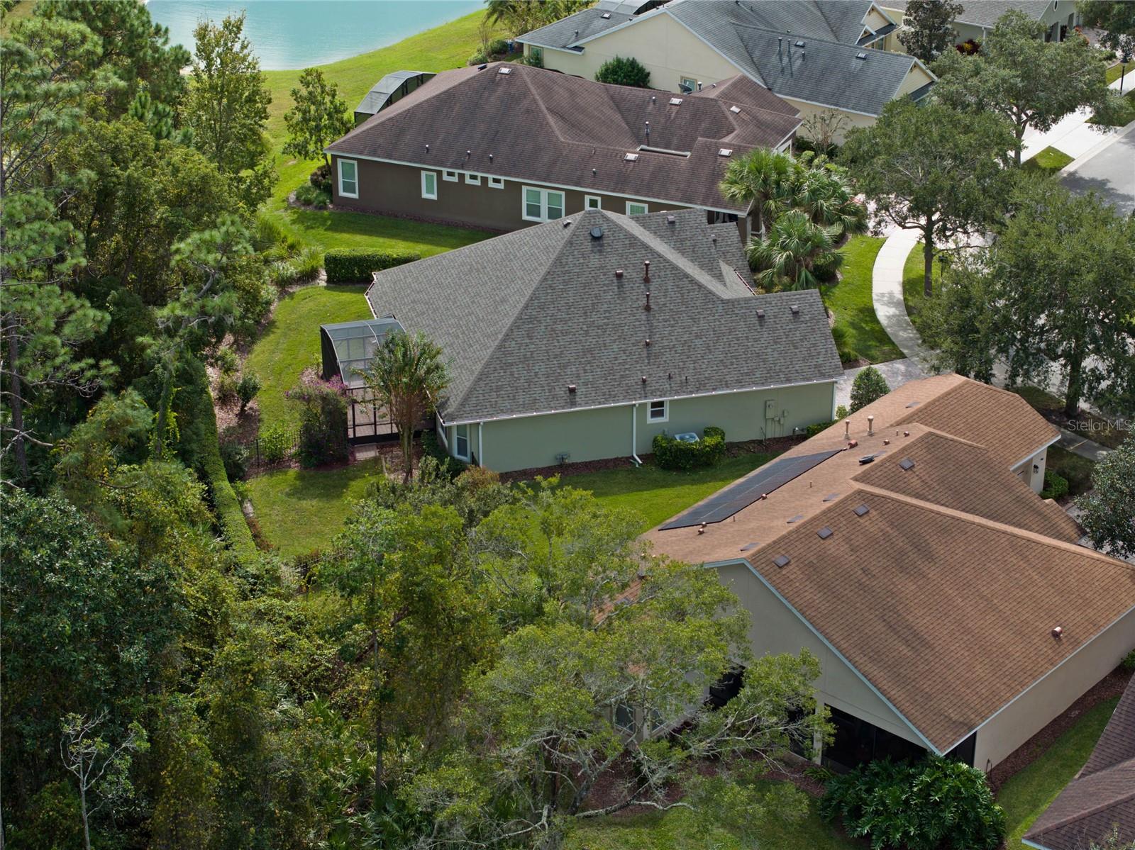 Aerial view of backyard