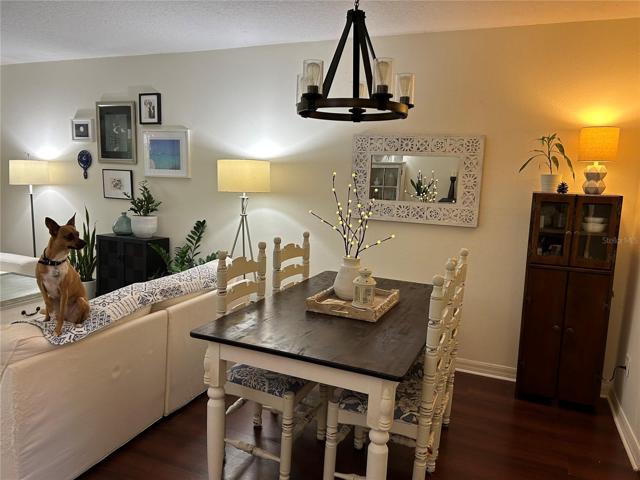 Dining area with guest.