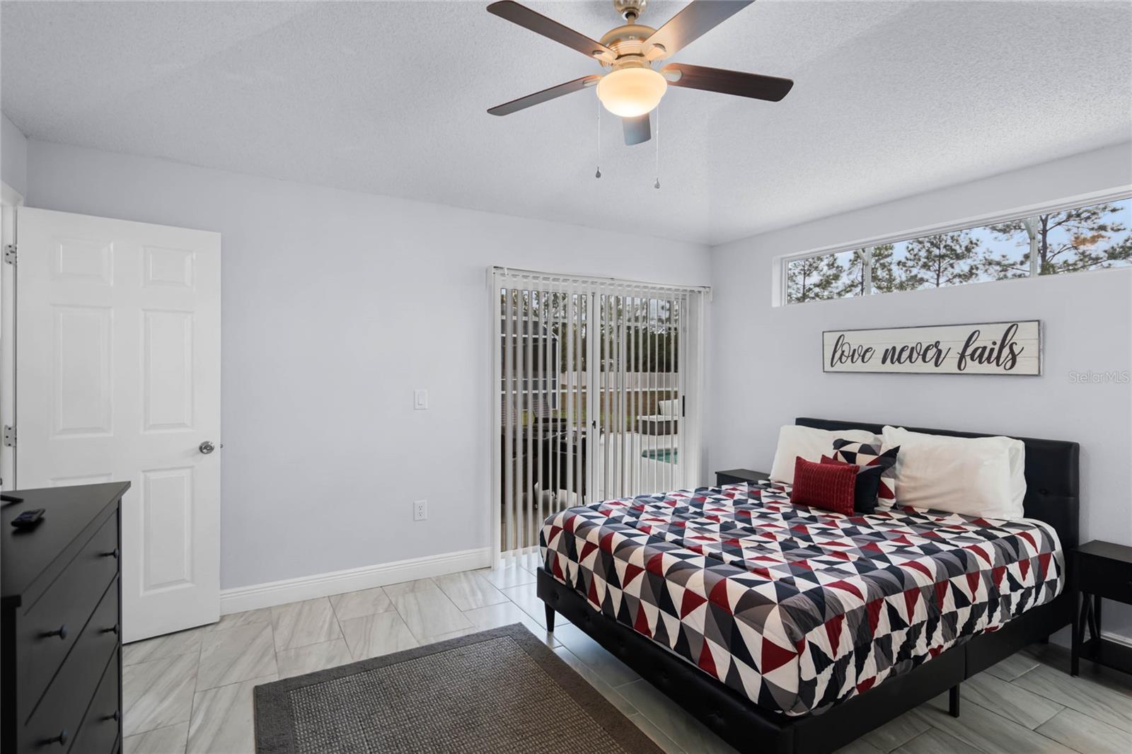 Master bedroom with patio access