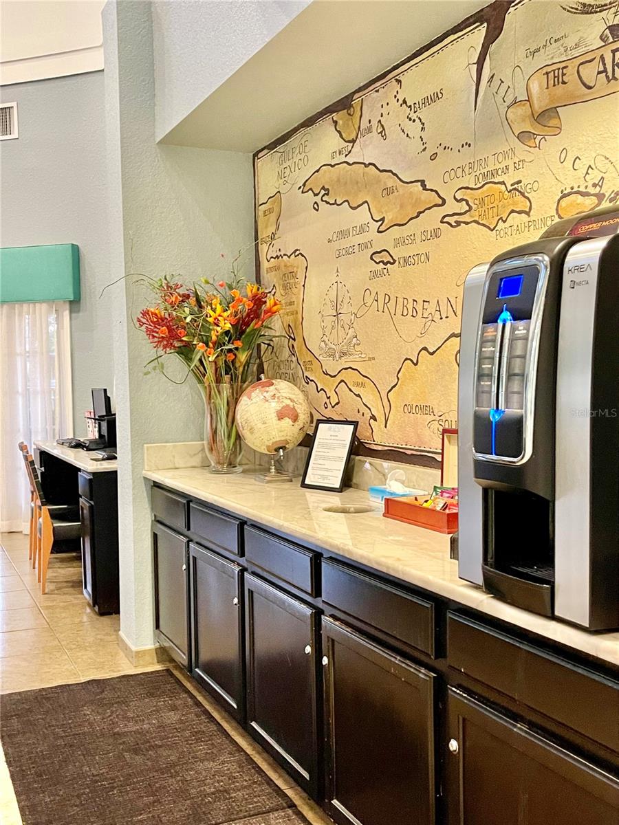 Coffee station in clubhouse