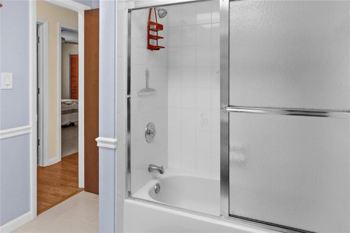 The hall bathroom has a shower/tub.