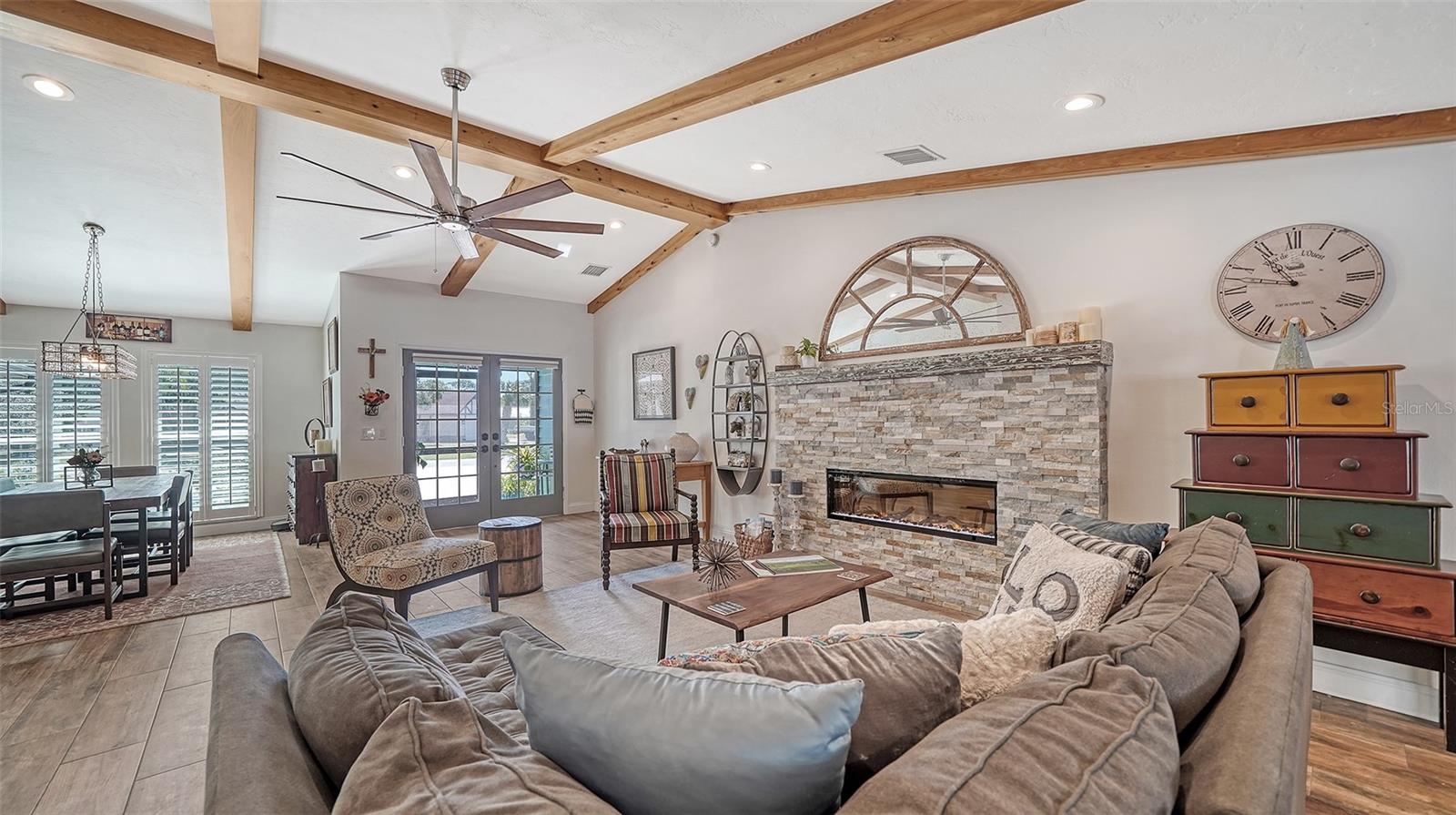 Feature wall with fireplace