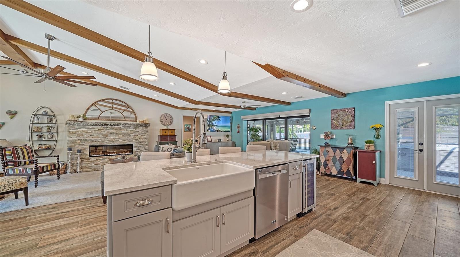 Open to living and dining area