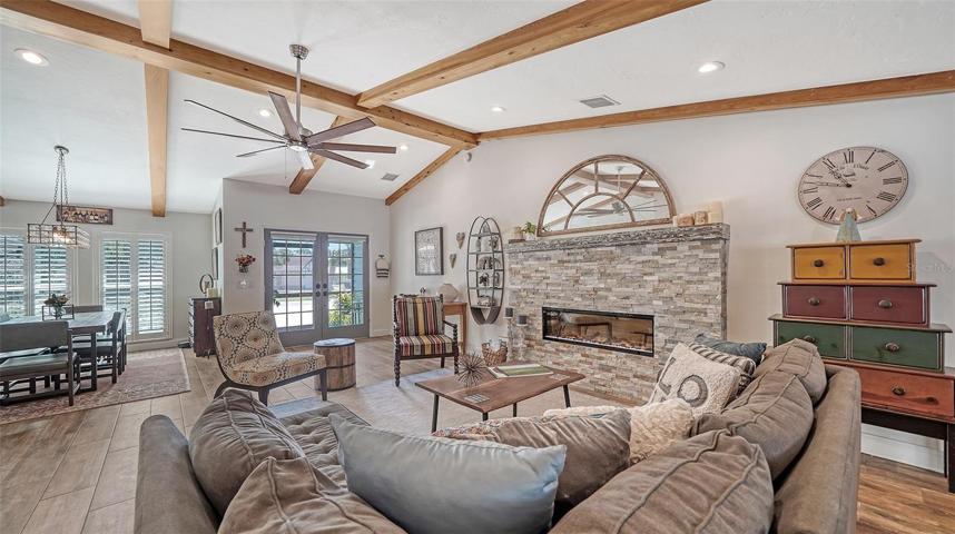 Feature wall with fireplace