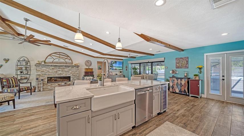 Open to living and dining area