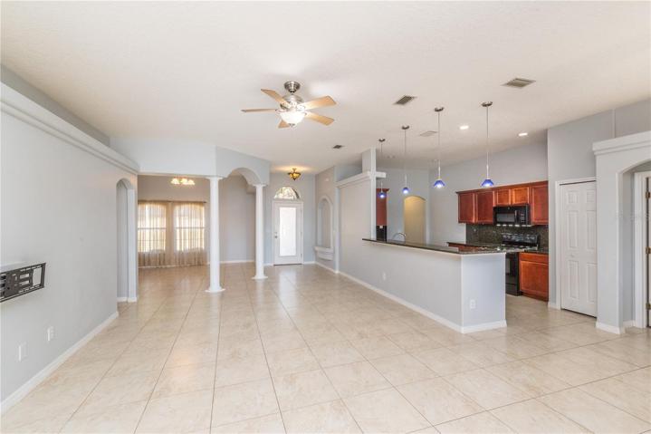 Family room opens to kitchen