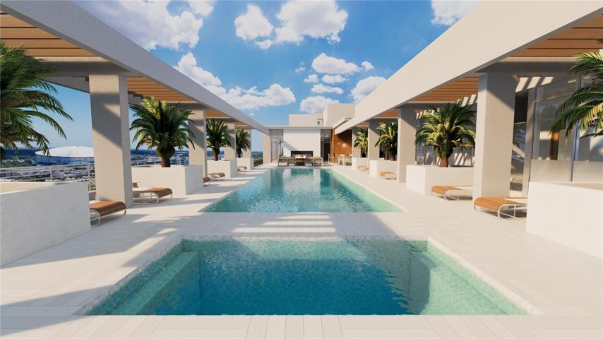 Rooftop saltwater and heated pool and hot tub