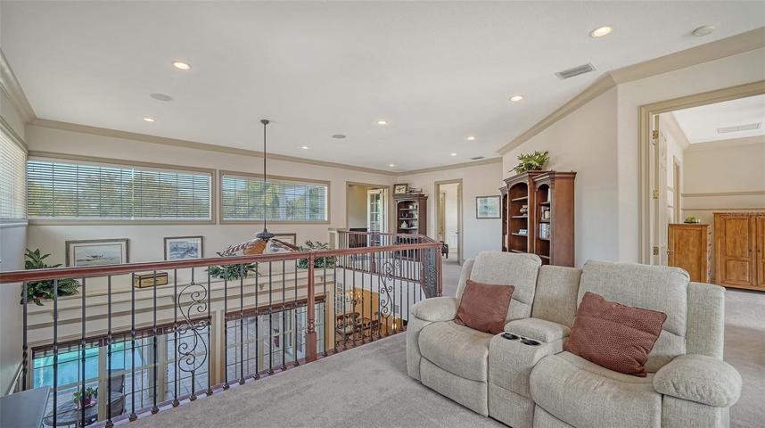 The upper level lofted space.