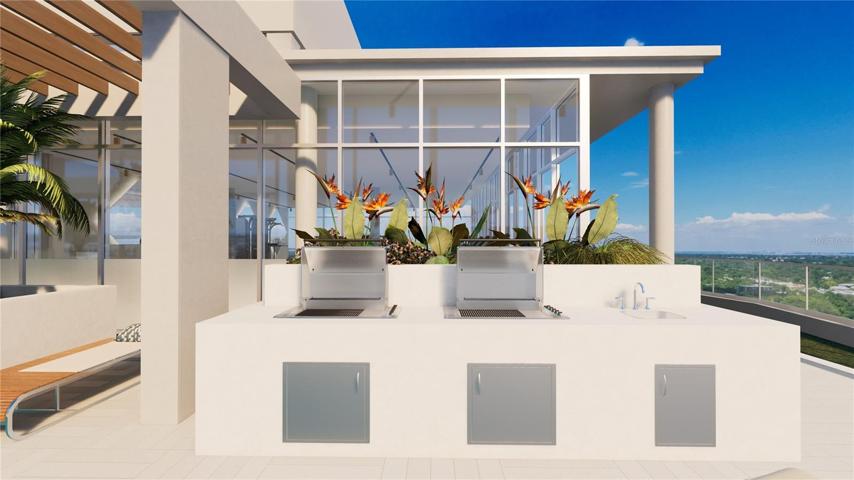 Rooftop grills and sinks