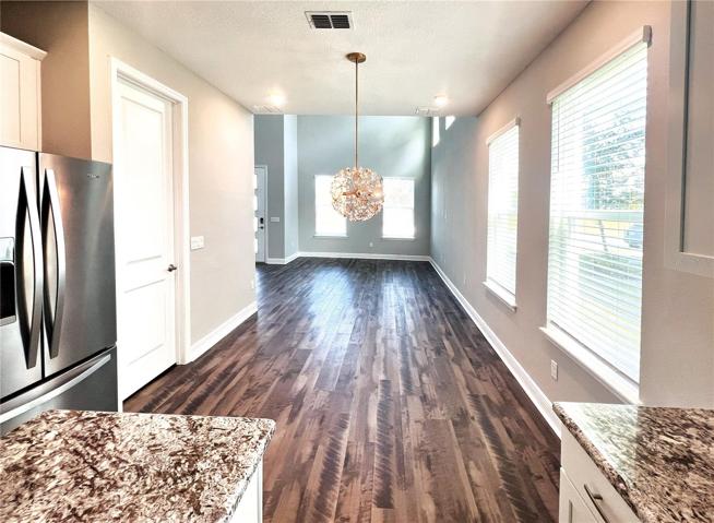 Looking in to Family Room & dining area from kitchen