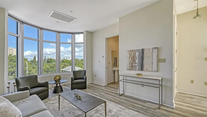 Room is virtually staged.