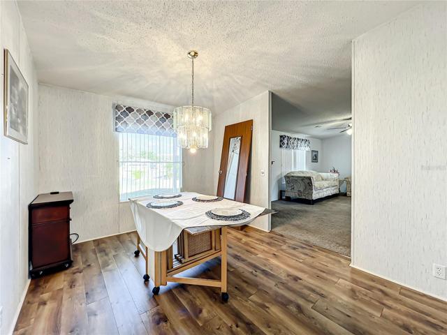 Dining room and view into the living room