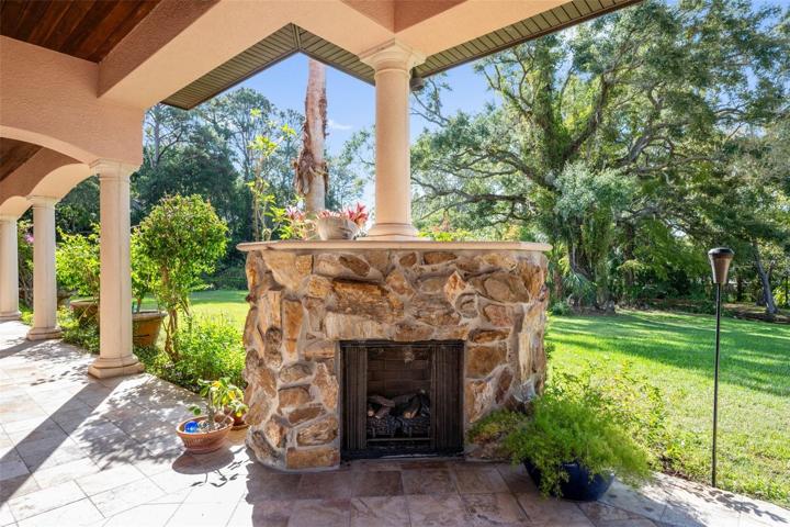 outdoor covered gas fireplace!