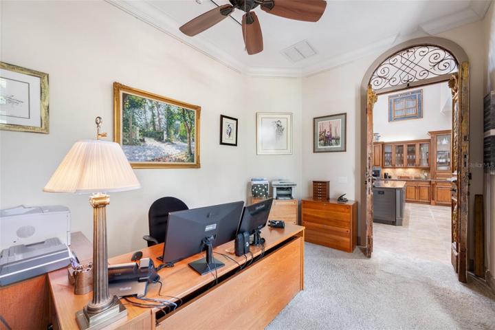 Office area with same outdoor patio as the second bedroom, almost 300Y old door to kitchen and entrance!