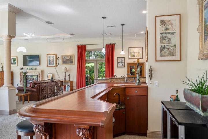 View from wet bar to living room!