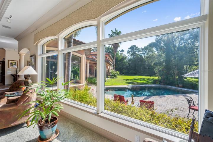 View from living room area to the pool!