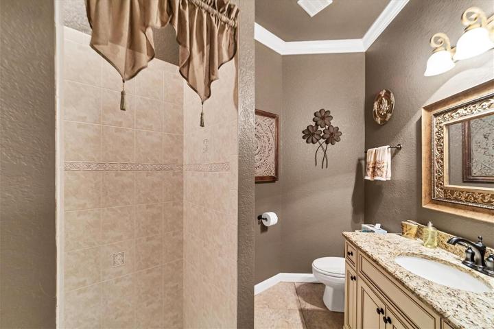 bathroom 2 lies between bedroom 2 and 3 - walk-in roman shower
