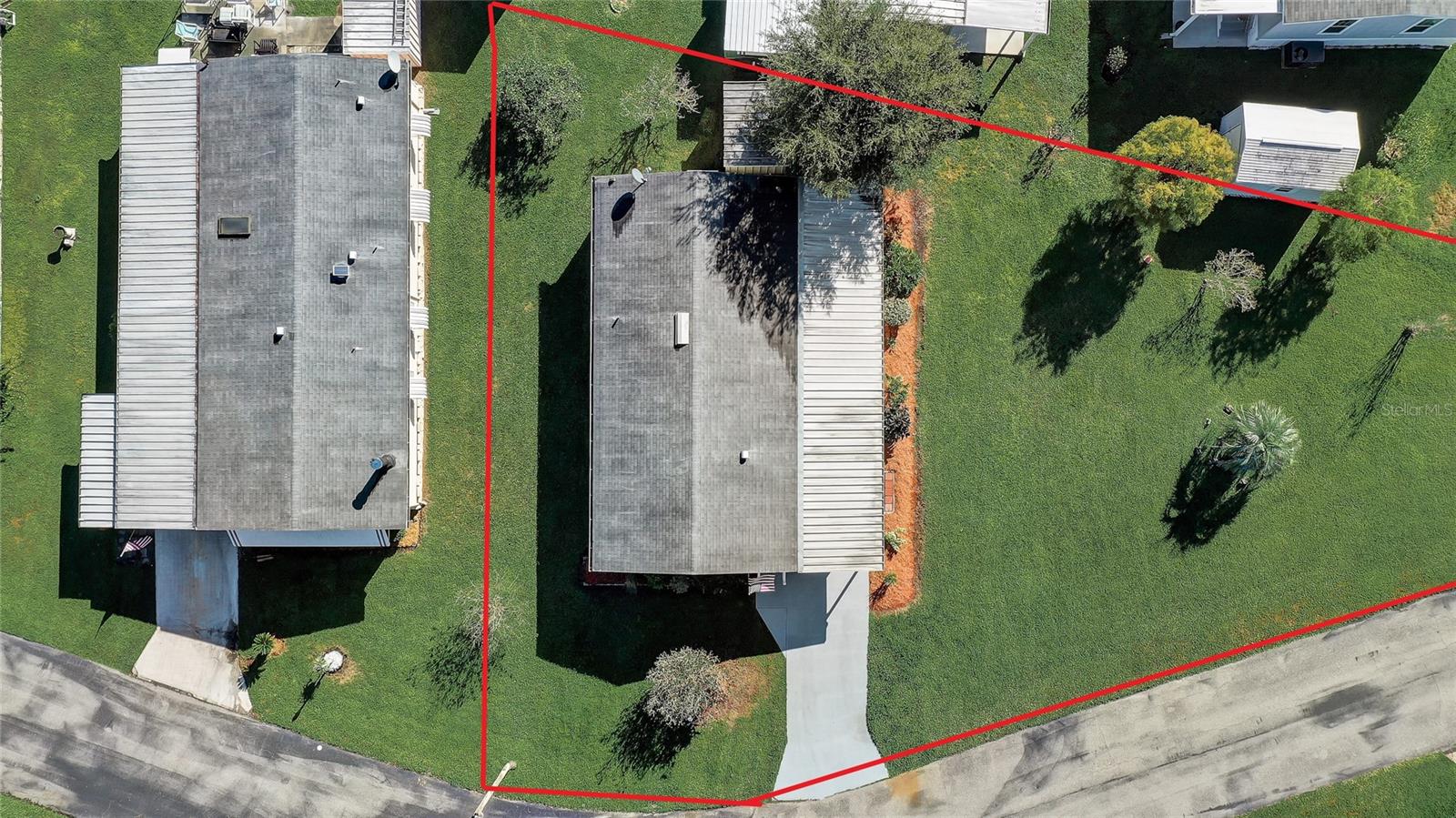 Aerial View with property line outlined.