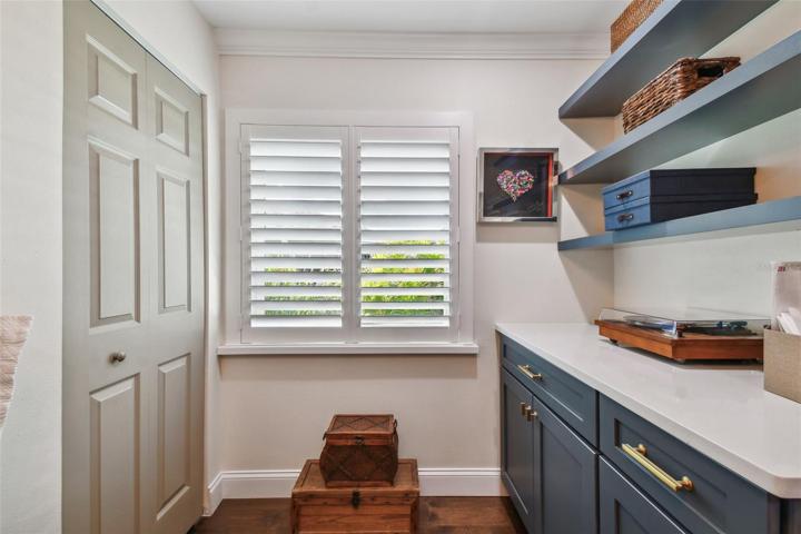 Plantation shutters on window