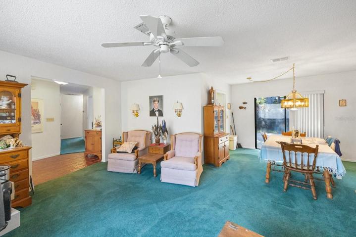 View from the living room into the formal dining area
