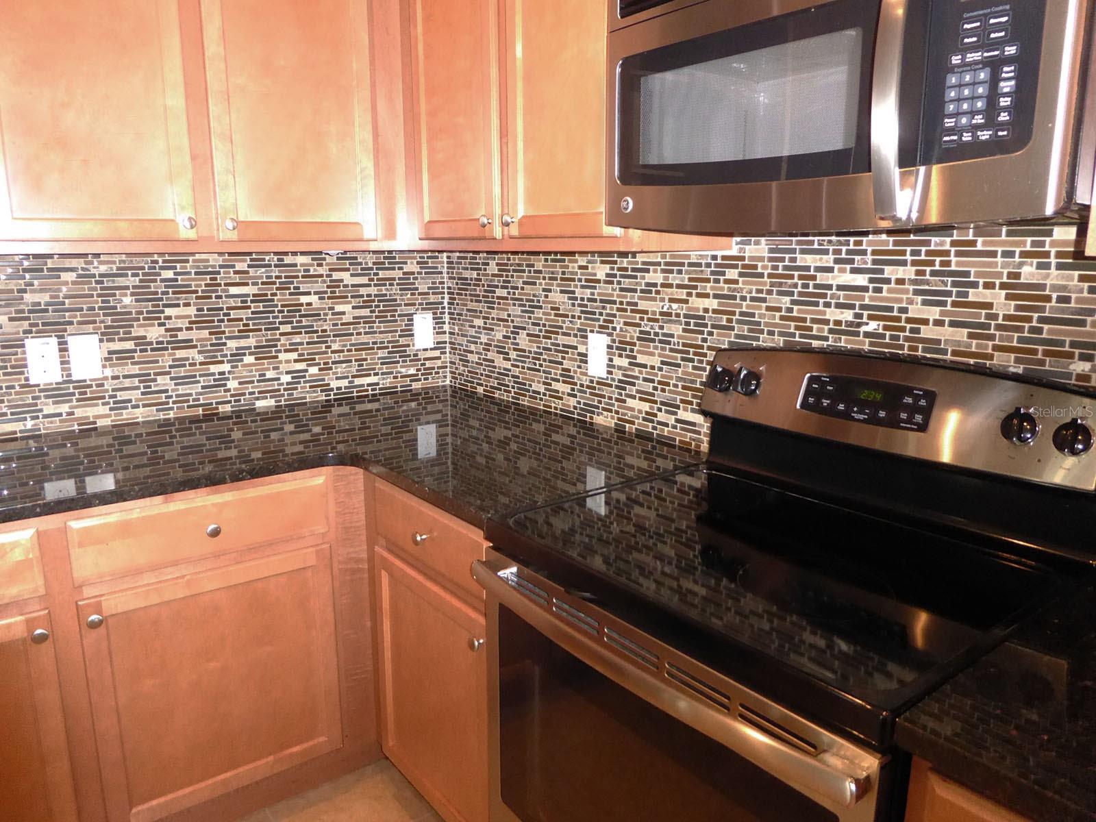 Granite countertops in kitchen