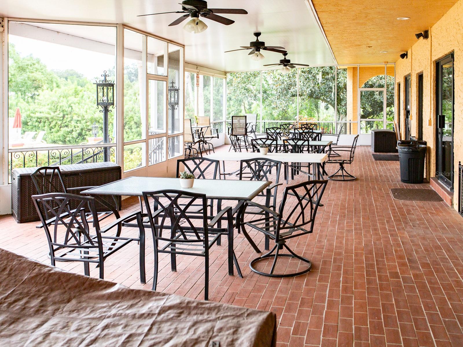 Outside porch at the clubhouse.