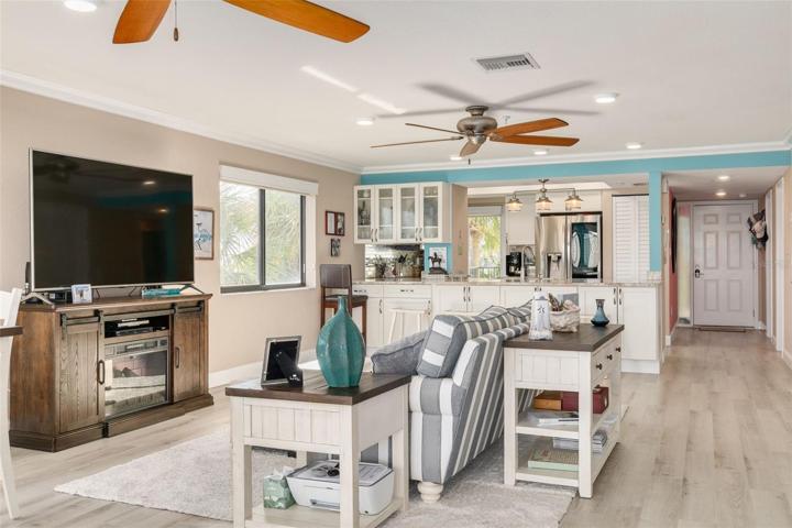 Family room looking into kitchen