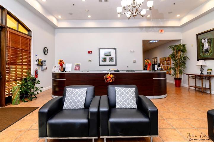 The Health and Fitness Center activities desk is where much of the planning for resident activities occur.