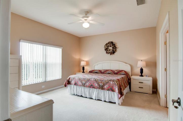 The master bedroom is large enough to easily accommodate your bedroom furniture.