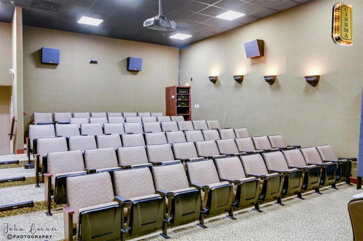 The main clubhouse movie theater has stadium seating and surround sound. Movies are free for residents.