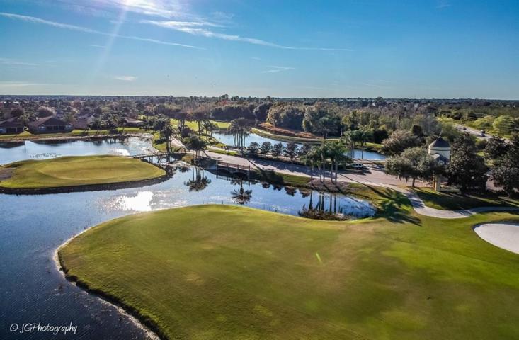 Lake Ashton has 2 par 70 private golf courses. This is the signature 11th hole on Lake Ashton's East Course, a par 4 with the approach shot to an island green.