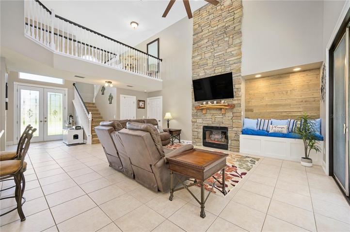 open concept kitchen living room combination.
