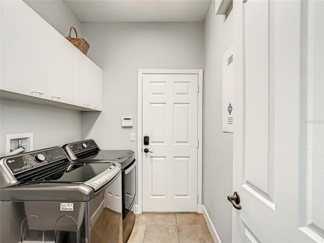 Laundry with cabinets