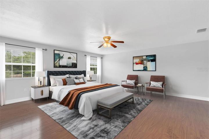 Virtually staged Primary suite