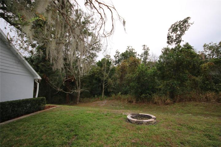 Fire pit off to the side of the home with a view of the nature preserve the home backs up to!